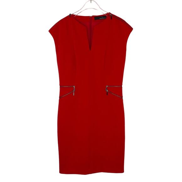 Amanda Wakeley Red Shift Dress Cap Sleeve Formal Cocktail Midi Dress Size 8 - Picture 2 of 6